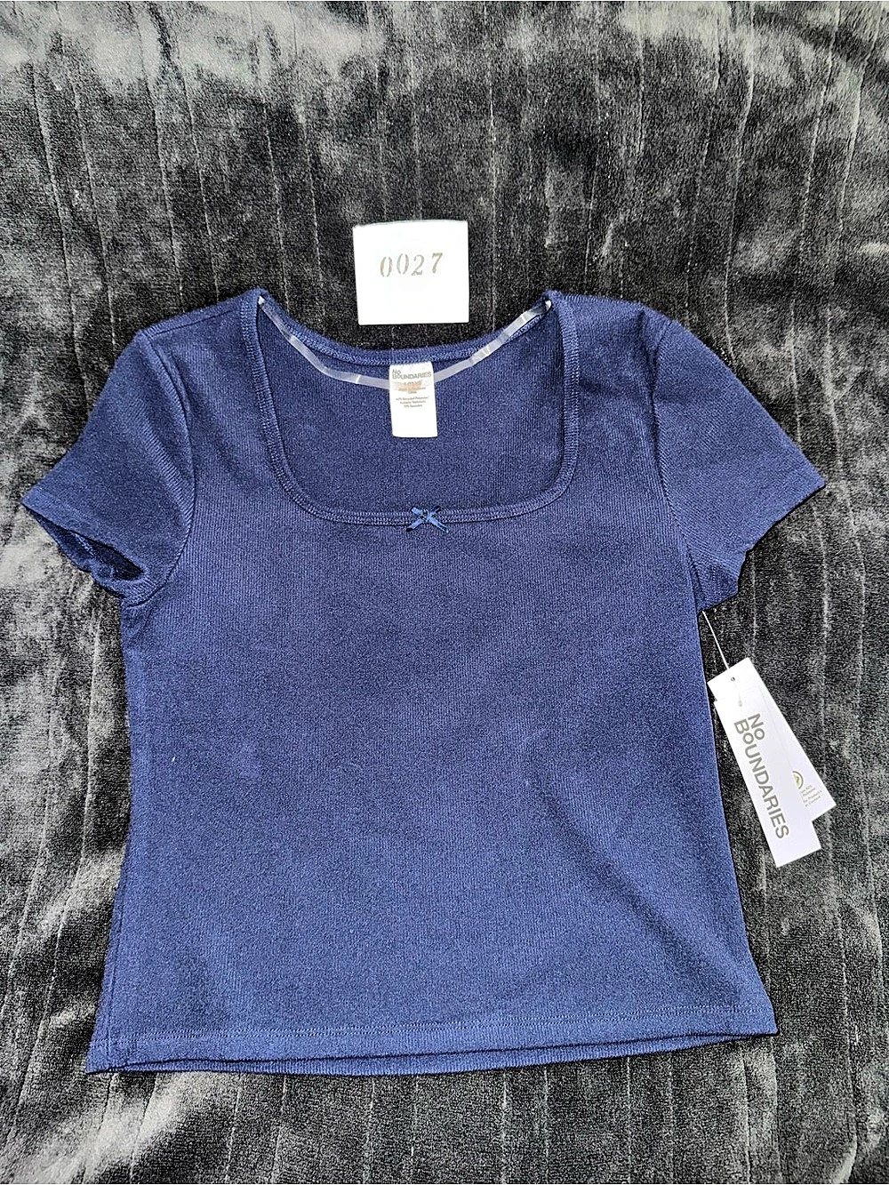 No Boundaries Square Neck Tee Blue Large